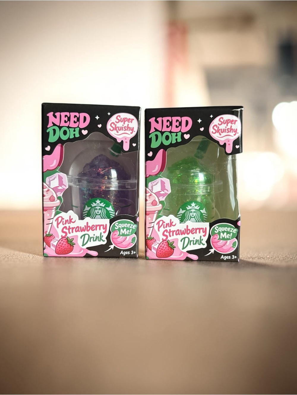 Need Doh Pink Strawberry Drink Squishy Toy Set